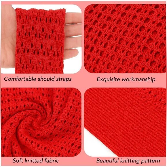 Chic Red Crochet Shoulder Bag - Picture 3 of 7